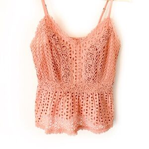 ⭐️ Japna Coral Eyelet Sleeveless Top